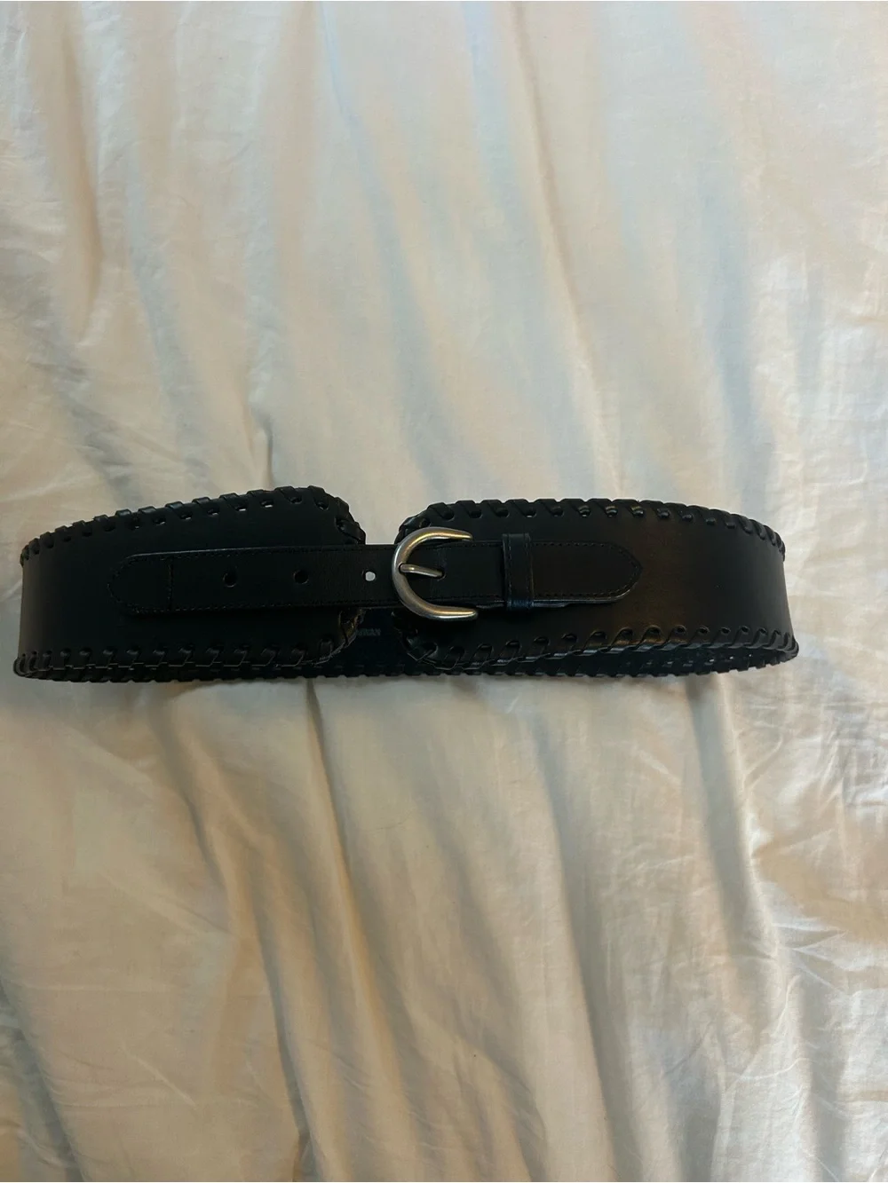 Banana Republic Black Cow Leather Waist Belt with Silver Buckle
